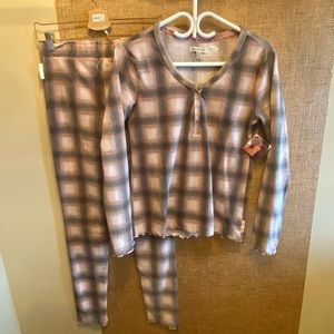 Thalia Sodi - Plaid loungewear set top and pants